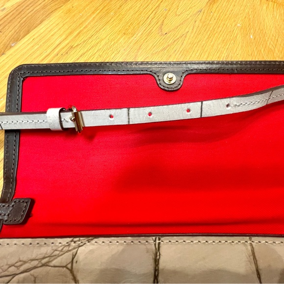 Authentic Dooney & Bourke Croc Embossed Crossbody Clutch Bag | 44” Strap - Picture 3 of 8
